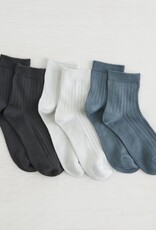 Lemon Loungewear 3PK women Non Terry Powder Rib Crew - Navy Combo