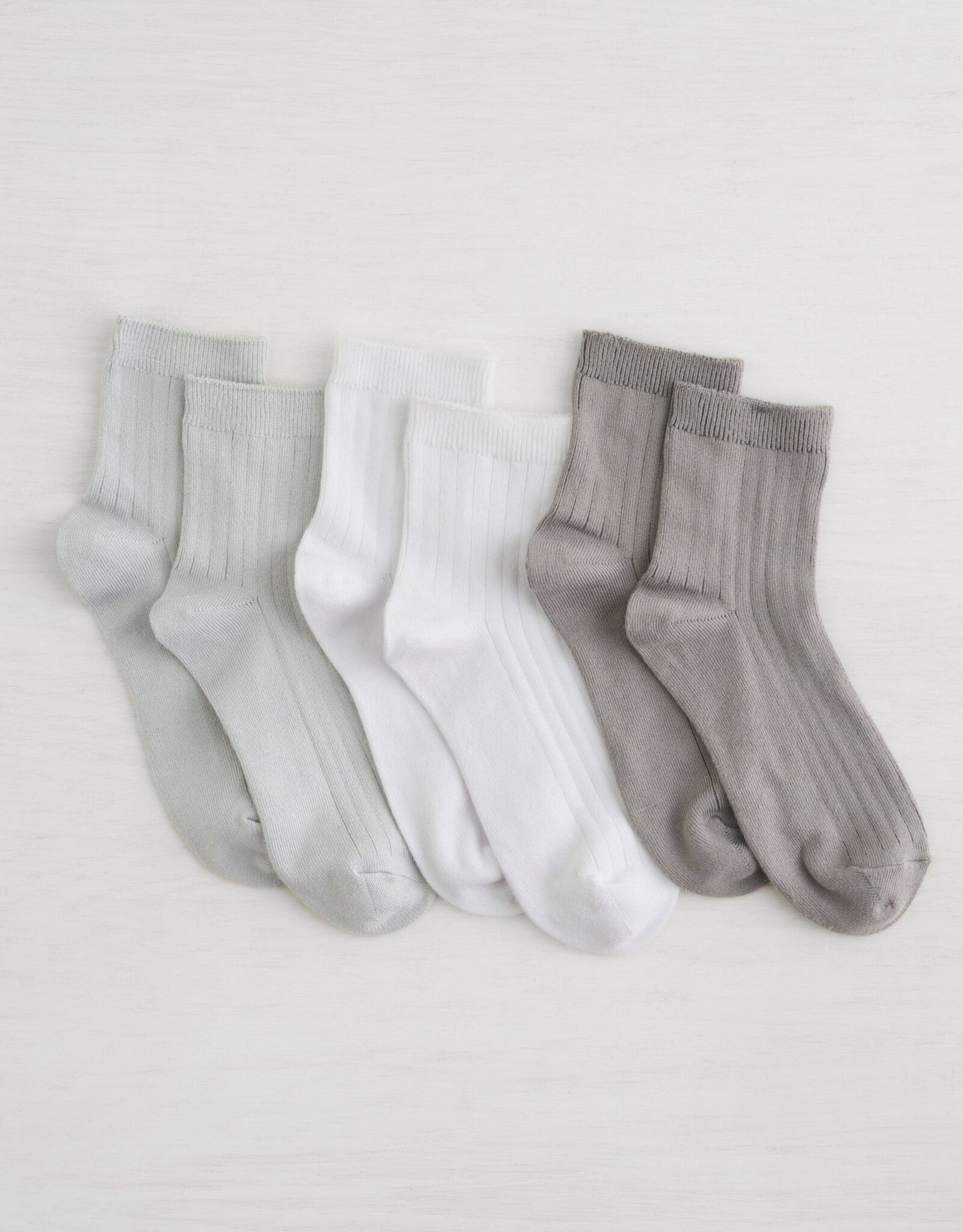 Lemon Loungewear 3PK women Non Terry Powder Rib Crew - Medium Grey