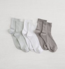 Lemon Loungewear 3PK women Non Terry Powder Rib Crew - Medium Grey