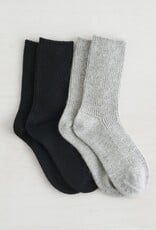 Lemon Loungewear 2PK Women Non Terry Bonfire Boot Crew - White Sand