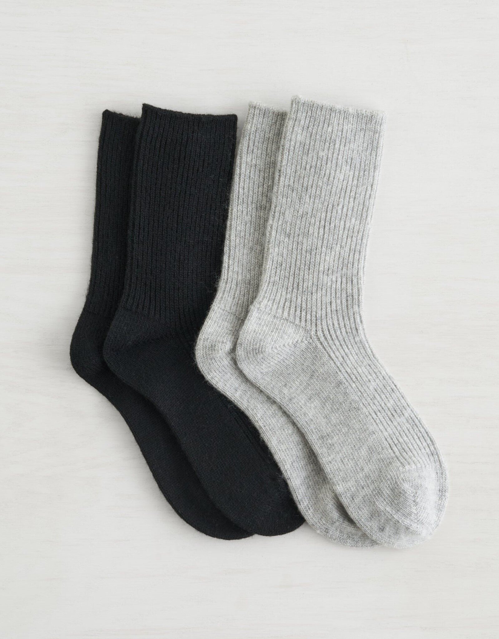 Lemon Loungewear 2PK Women Non Terry Bonfire Boot Crew - White Sand