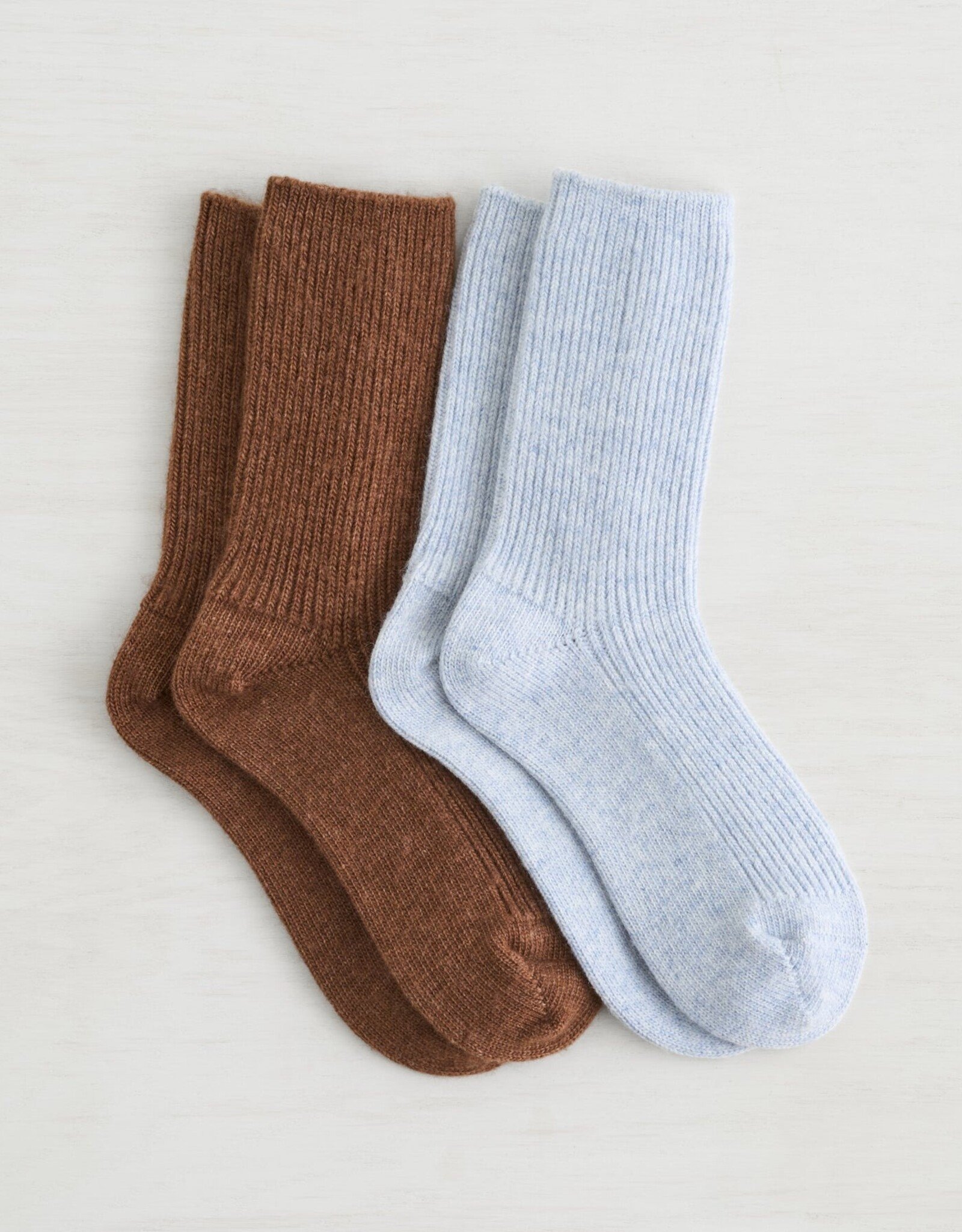 Lemon Loungewear 2PK Women Non Terry Bonfire Boot Crew - Blue Brown