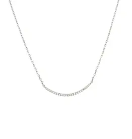 Jackie J Crystal Moon Bar Necklace Silver