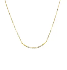 Jackie J Crystal Moon Bar Necklace Gold