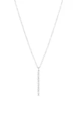 Jackie J 3 Clear Line Drop Necklace Silver