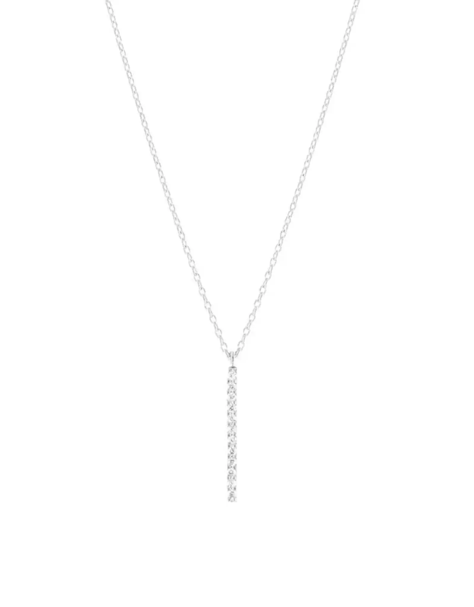 Jackie J 3 Clear Line Drop Necklace Silver