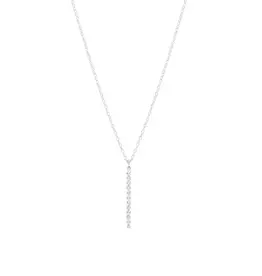 Jackie J 3 Clear Line Drop Necklace Silver