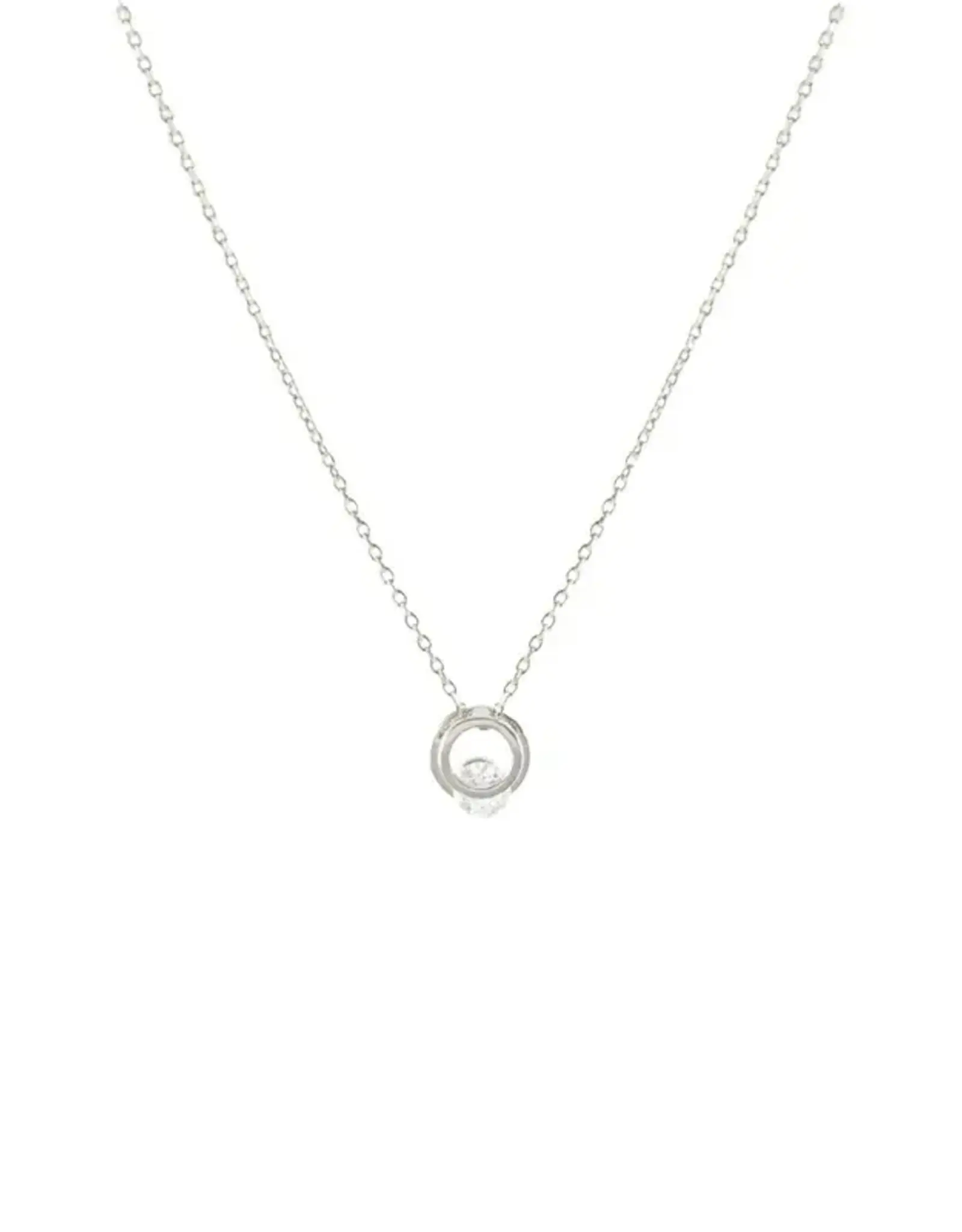 Jackie J Crystal w 2 Disc Necklace Silver