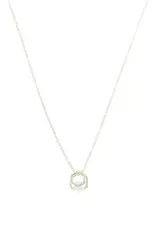 Jackie J 15″+2″|Delicate chain with hexagone pendant with CZ center Silver