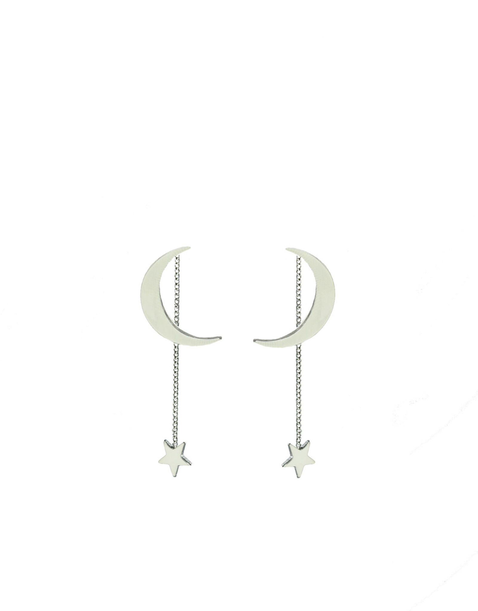 Jackie J Earjack Moon and Star Earrings Silver