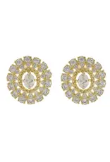 Jackie J Oval Crystal Studs Gold