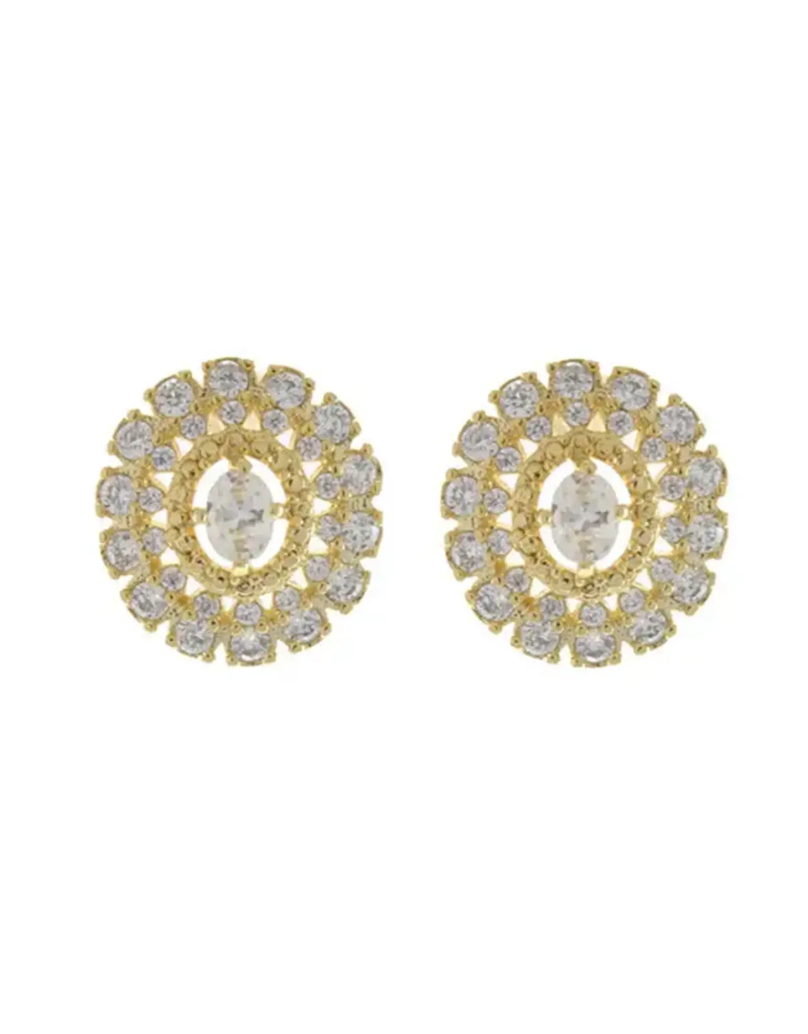 Jackie J Oval Crystal Studs Gold