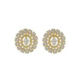 Jackie J Oval Crystal Studs Gold