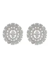 Jackie J Oval Crystal Studs Silver