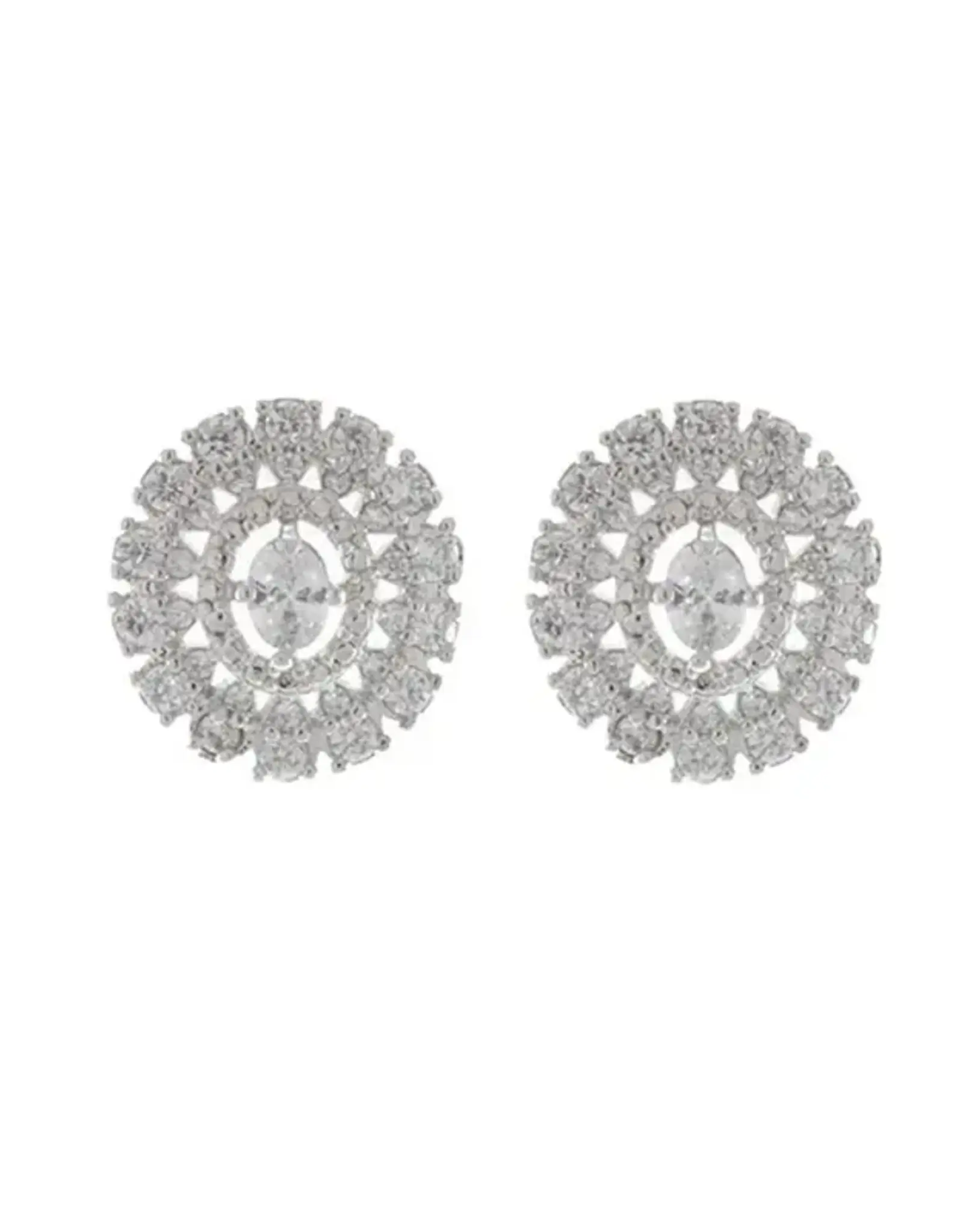 Jackie J Oval Crystal Studs Silver