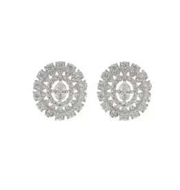Jackie J Oval Crystal Studs Silver
