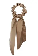 Jackie J Satin Hair Scrunchie w Scarf Tail Beige