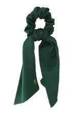 Jackie J Satin Hair Scrunchie w Scarf Tail Green