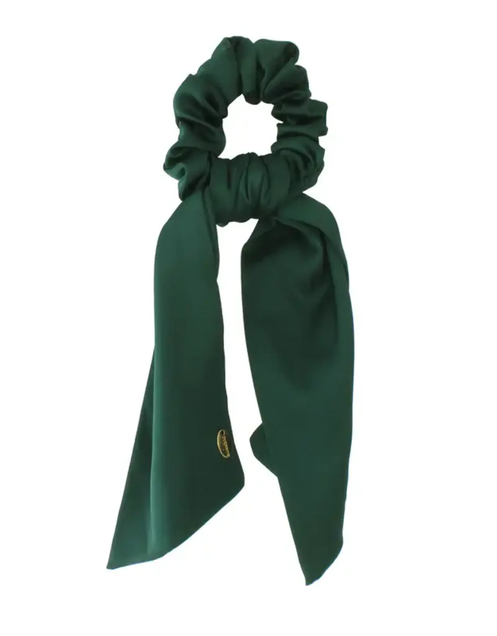 Jackie J Satin Hair Scrunchie w Scarf Tail Green