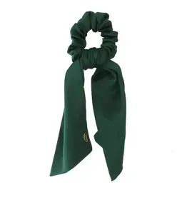 Jackie J Satin Hair Scrunchie w Scarf Tail Green