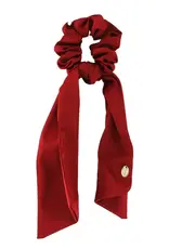 Jackie J Satin Hair Scrunchie w Scarf Tail Red