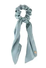 Jackie J Satin Hair Scrunchie w Scarf Tail Blue