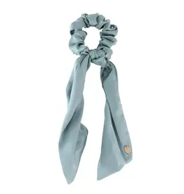 Jackie J Satin Hair Scrunchie w Scarf Tail Blue