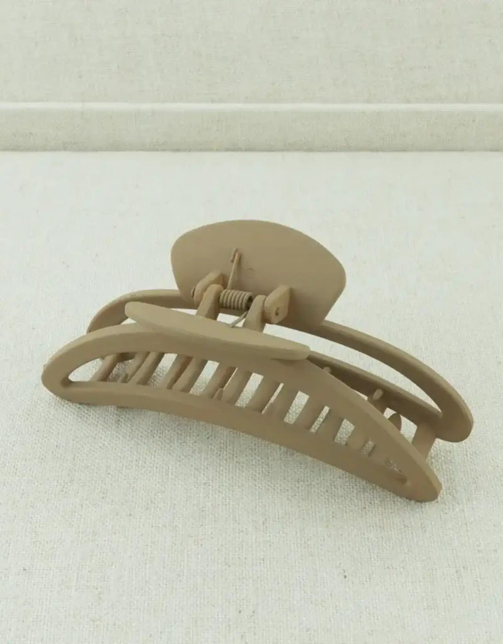 Jackie J Big Moon Shaped Hair Clip Beige