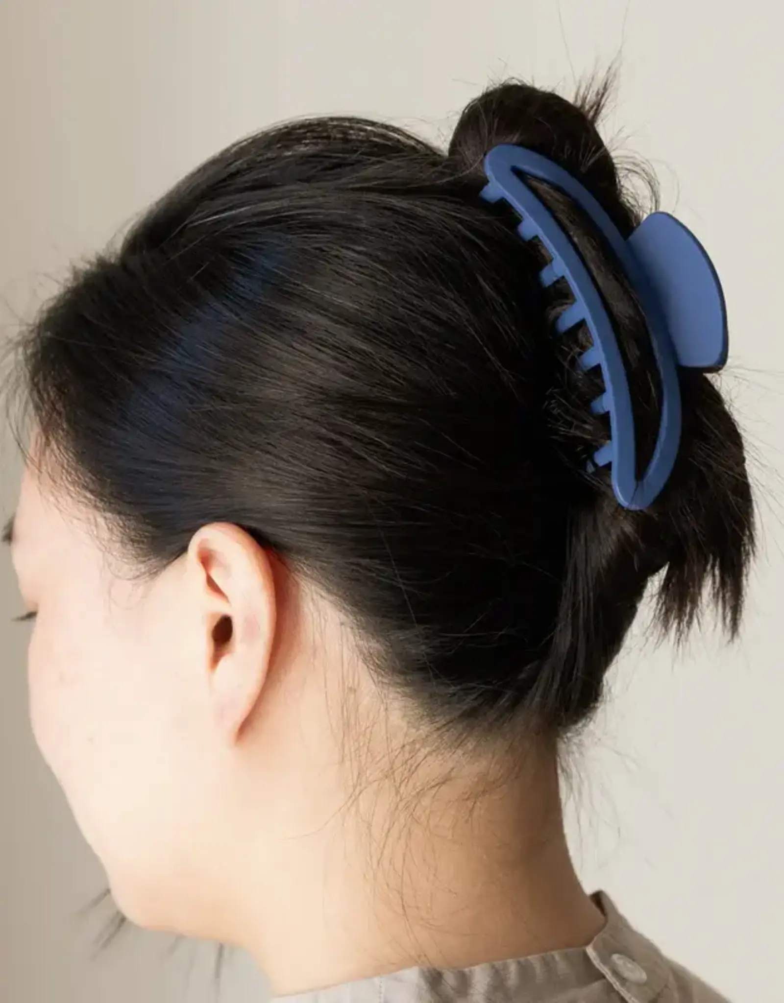Jackie J Big Moon Shaped Hair Clip Blue