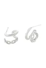 Jackie J Open Hoops w Chain Design Silver