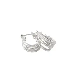 Jackie J 3 Row Huggie Hoops Silver