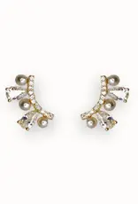 Jackie J Crescent Crystal Studs Gold