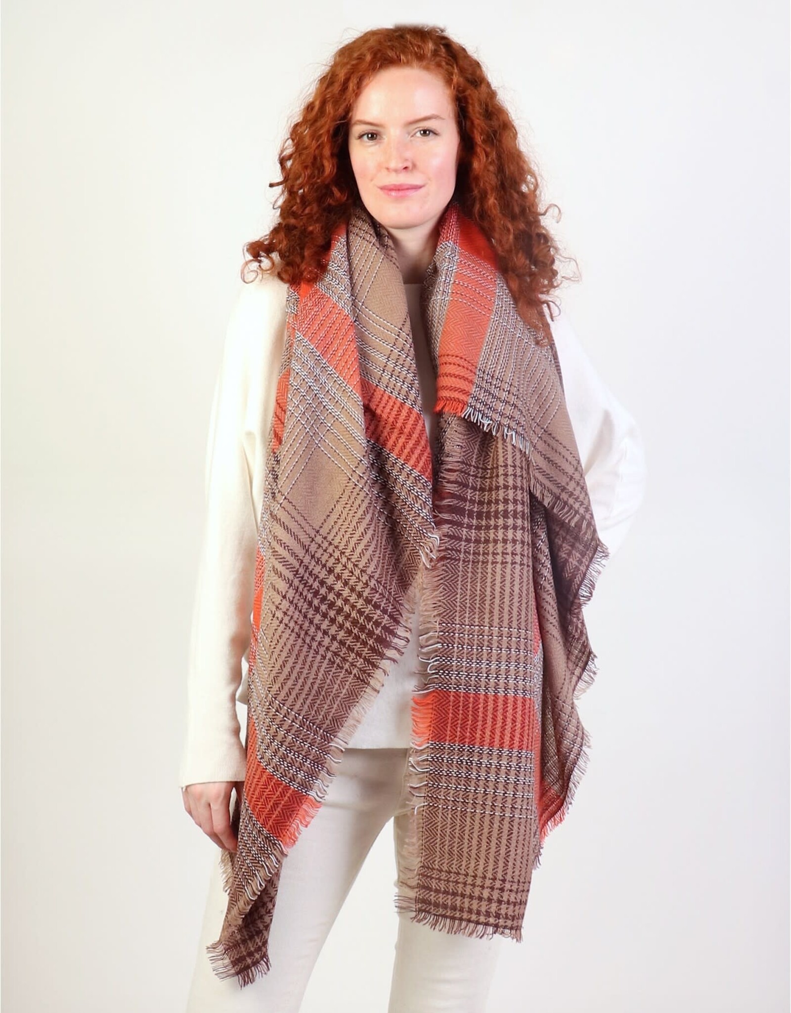 Grand Crafts Comfy Blanket Scarf Orange Beige