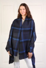 Grand Crafts Plaid Boucle Yarn Cape Blue Black