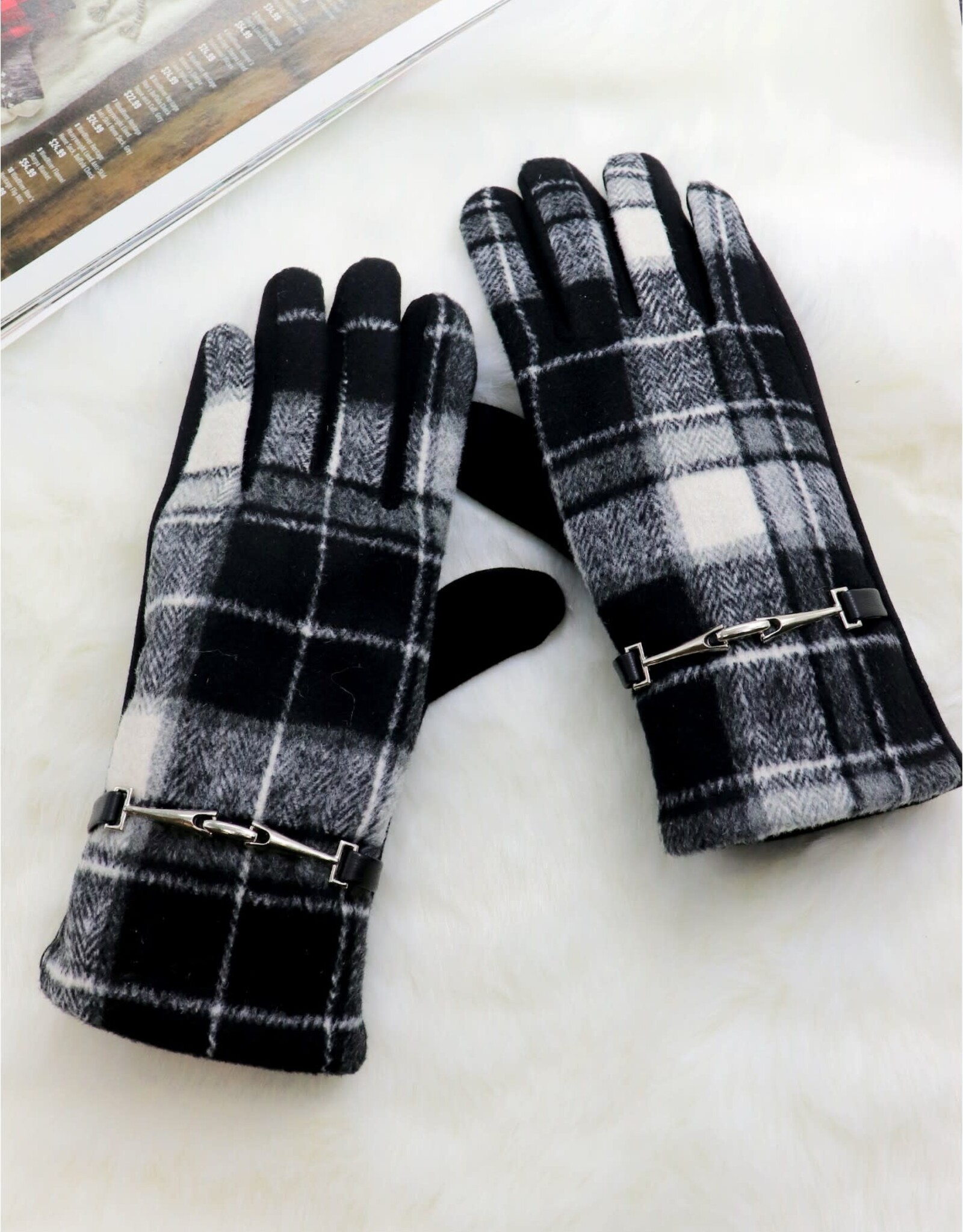 Grand Crafts Plaid Touch Screen Glove W/ Link Black