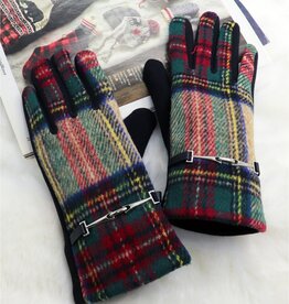 Grand Crafts Plaid Touch Screen Glove W/ Link Khaki