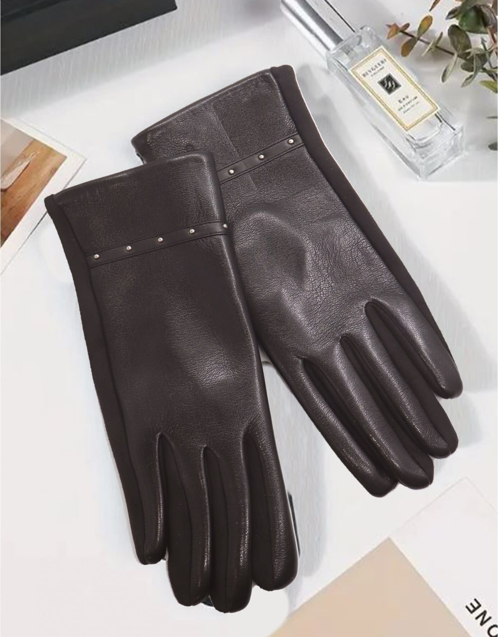 Grand Crafts Touch Screen Gloves w/ Studs Brown