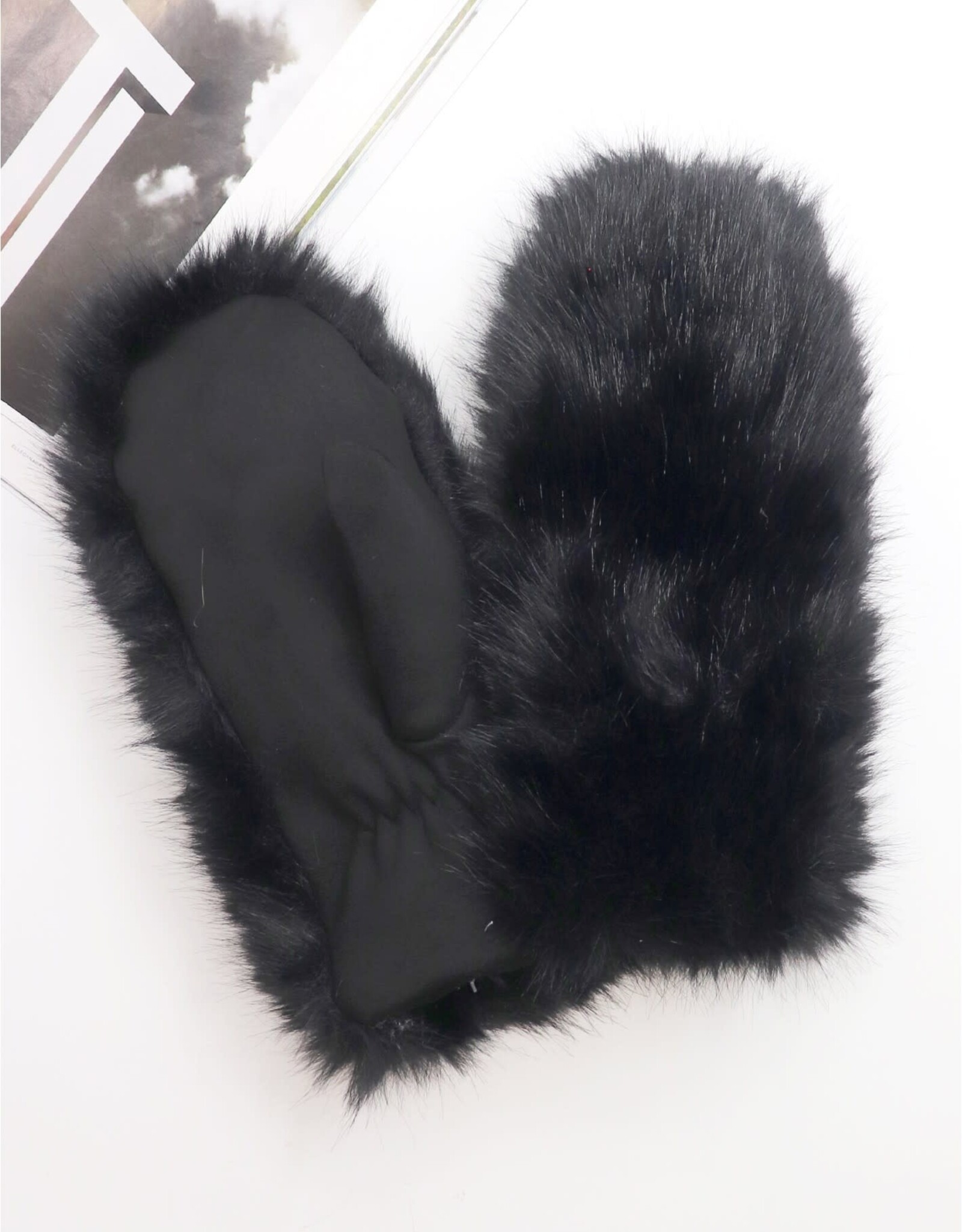 Grand Crafts Unisex Faux Fur Mittens Black