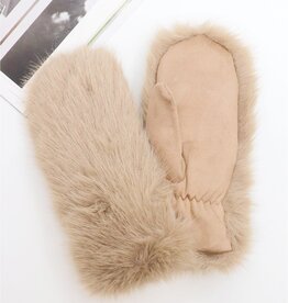 Grand Crafts Unisex Faux Fur Mittens Taupe