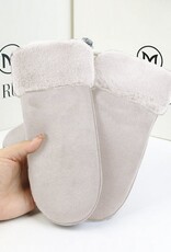 Grand Crafts Suede Mittens W/ Fur Trim Cream