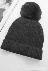 Grand Crafts Knitted Lined Hat With Removable Pompom Black