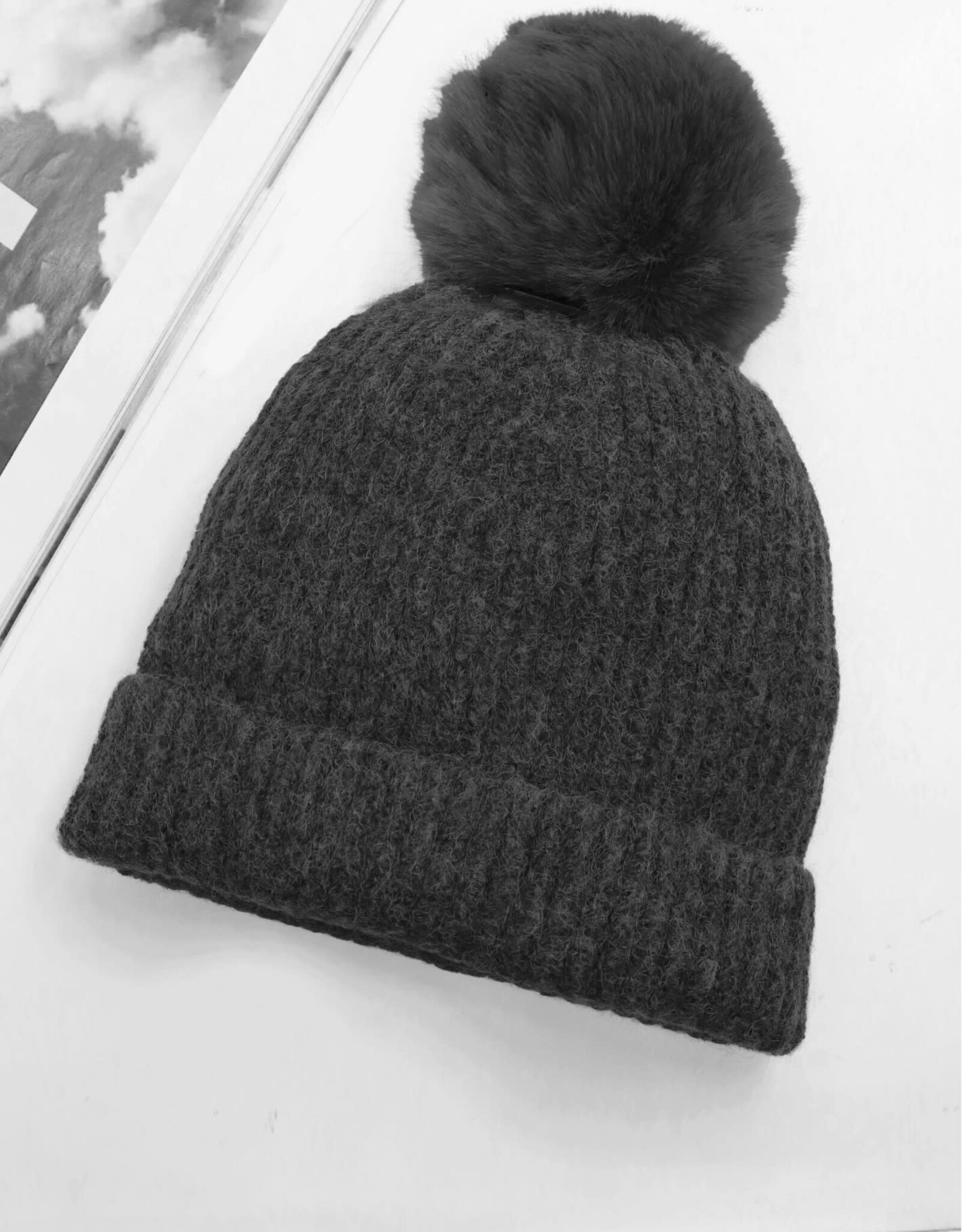Grand Crafts Knitted Lined Hat With Removable Pompom Black