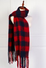 Grand Crafts Plush Checker Scarf Navy