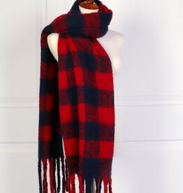 Grand Crafts Plush Checker Scarf Navy