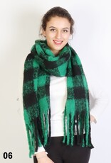 Grand Crafts Plush Checker Scarf Green