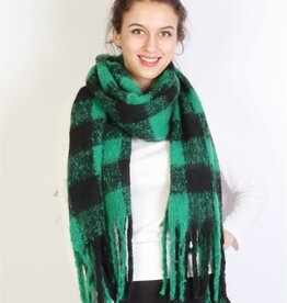 Grand Crafts Plush Checker Scarf Green