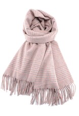 Grand Crafts Houndstooth Print Blanket Scarf W/ Fringes Pink