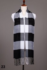 Grand Crafts Plaid Scarf with Fringe Black