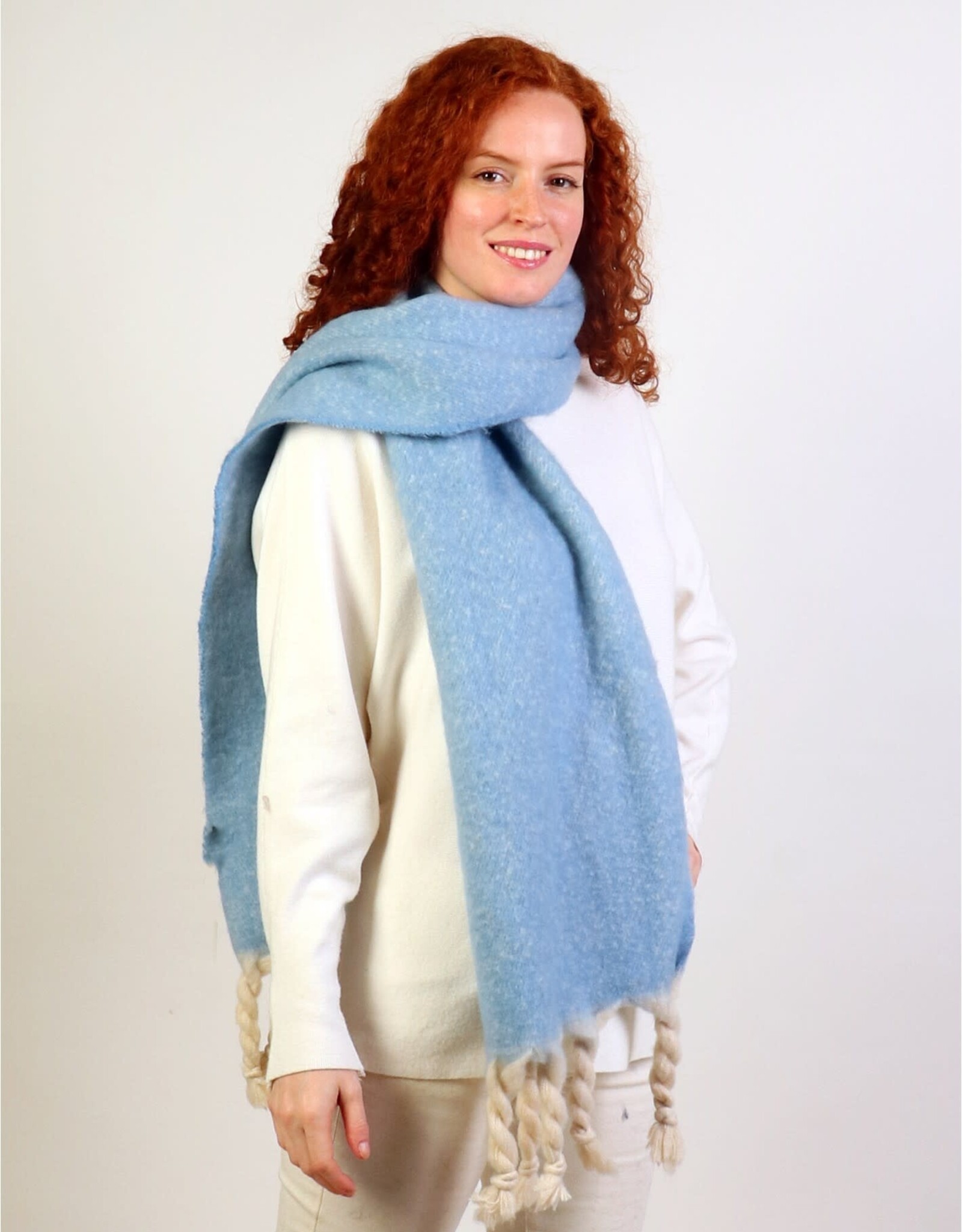 Grand Crafts Fashion scarf w Twisted Tassels Blue