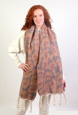 Grand Crafts Leopard Blanket Scarf W/ Twisted Tassels Grey